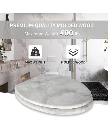 Angel Shield Gray Marble Toilet Seat - Durable Molded Wood, Quiet Close, Easy Clean, Quick-Release Hinges - Elongated Size - Buy Online on GoSupps.com