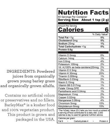 Organic BarleyMax - Barley & Alfalfa Grass Juice Powder 4.2oz (60 Servings) - Buy Online on GoSupps.com