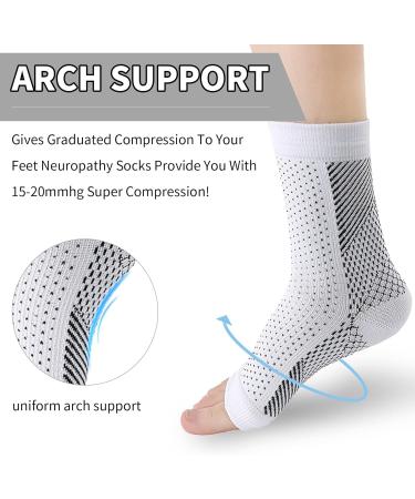 INBOLM Neuropathy Socks 6 Pairs Neuro Socks for Men and Women Plantar Fasciitis Socks Neurosocks Connecy Socks Dr Neuropathy Pain Relief for Feet Breathable Non-Slip Soothe Socks for Pain Relief White S-M - Buy Online on GoSupps.com