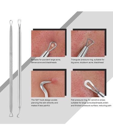 Blackhead Remover Tool JOLIFILE Upgraded 9 Pcs Pimple Popper Tool Kit Extractor Tools with Tweezers Removal Comedone Whitehead Set Large Size-Silver - Buy Online on GoSupps.com