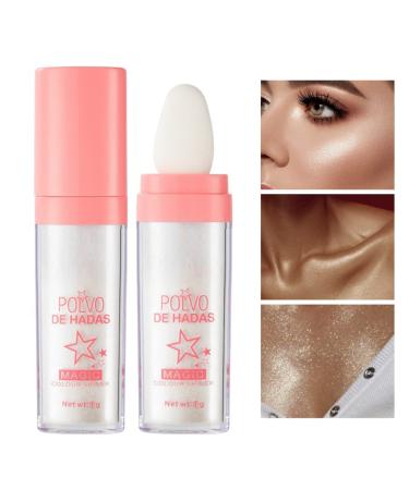Highlighter Powder Stick Body Glitter Shimmer Face Highlighter Powder & Blush Stick Glitter Face Shine Hair High Gloss Blush Contour Powder Makeup Create Sparkling Charming Glittery Makeup(01#Pearl White)