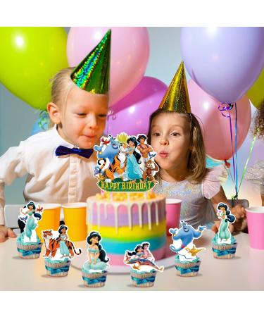 Princess Jasmine Party Decorations 25Pcs Aladdin Theme Cake Cupcake Topper Decorations Princess Jasmine Party Supplies for Kids - Buy Online on GoSupps.com