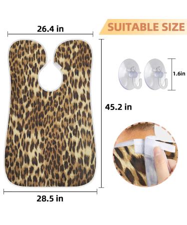 Leopard Skin Print Beard Bib Apron | Waterproof Hair Catcher for Men | Ideal Grooming Cloth with Suction Cups - Perfect Gifts for Men - Buy Online on GoSupps.com