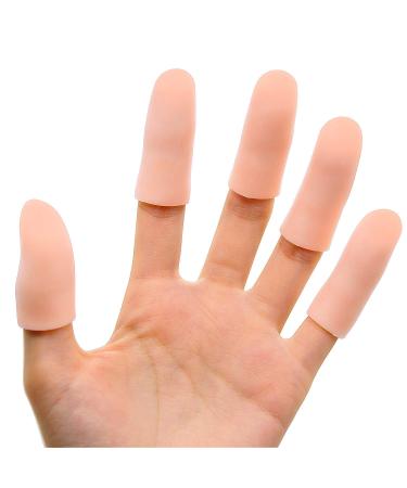 Bukihome 12 PCS Gel Finger Cots, Finger Protectors, Finger Sleeves for Protect Fingertips, Hand Eczema, Finger Cracking and More (Champagne (color))