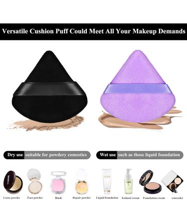 Powderary Tassel Triangle Makeup Puff - 12 Soft Body Face Sponges for Wet & Dry Mineral Powder Application - Black & Purple - Buy Online on GoSupps.com