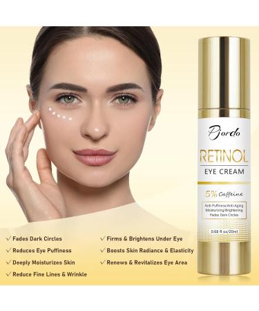 Retinol Eye Cream for Dark Circles & Puffiness | Anti-Aging Under Eye Cream with 5% Caffeine & Massage Wand - Reduce Wrinkles & Fine Lines - Buy Online on GoSupps.com