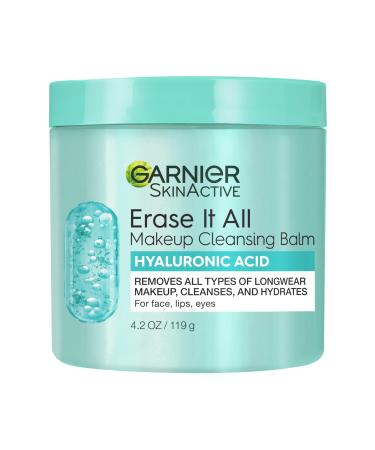 Garnier Erase It All Makeup Cleansing Balm with Hyaluronic Acid, Replumping Facial Cleanser and Makeup Remover, 4.2 Oz
