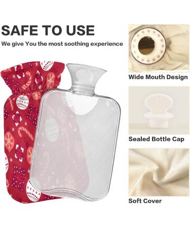 Christmas Ball Candy Snowflake Hot Water Bottle - 2L Fleece Cover for Hot & Cold Compress | International Shipping - Buy Online on GoSupps.com