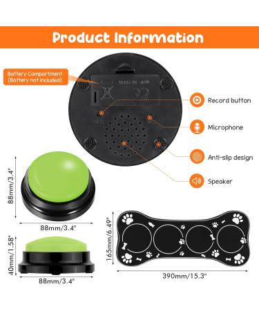 Reaque Buzzer for Dogs - Pack of 4 Interactive Sound Buttons with Recording Function for Training & Communication - Buy Online on GoSupps.com