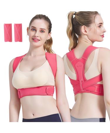 High -up correction back for women and men - adjustable back straightwear to provide pain relief from the neck shoulder and upper back rose red l