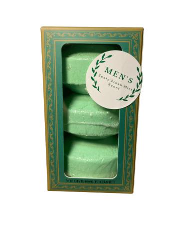 Shower Steamers for Men Gifts for Dad Gift Set Spa Box with Three 3.5oz Crisp Eucalyptus and Zesty Fresh Mint Scented Essential Oil Fizzy Tablets.