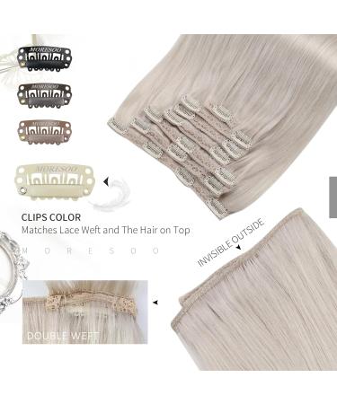 Moresoo 24 Inch Platinum Blonde Clip in Human Hair Extensions - 7 Pieces/120g - Buy Online on GoSupps.com