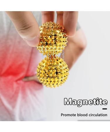 2 Magnetic Hedgehog Massage Balls & 3 Acupressure Rings - Stress Relief Yoga Massage Tools (Gold) - International Shipping Available - Buy Online on GoSupps.com