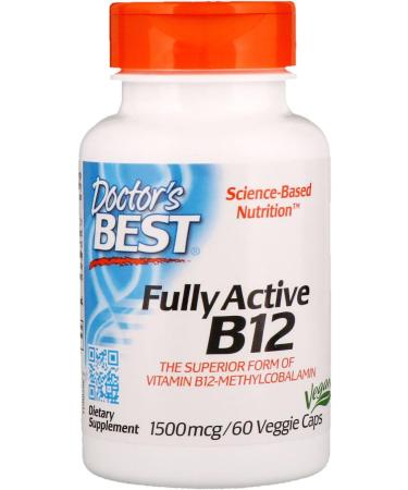 Doctor's Best (2 Pack) Fully Active B12 1500 mcg 60 Veggie Caps - High Strength Vitamin B12 Supplement - Buy Online on GoSupps.com