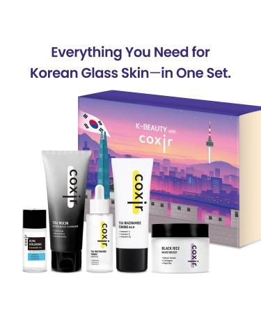  New Years Gift Set coxir K-Beauty Seoul Glow Set 5-Step Korean Skincare Routine with TXA & Black Rice Cleansing oil Mask Cleanser Ampoule Balm & Moisturizer korean skincare Holiday Gift - Buy Online on GoSupps.com