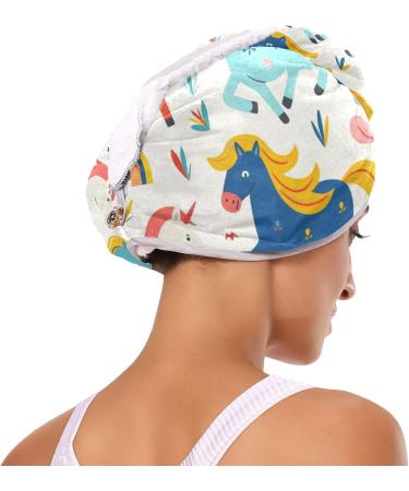 Running Horses Hair Towel 2 Pack - Super Absorbent Quick Dry Hair Turbans for Women & Girls - Buy Online on GoSupps.com
