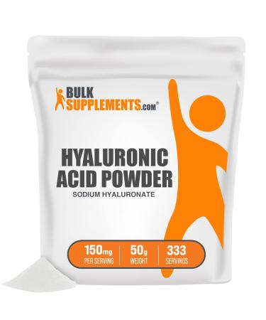 BulkSupplements.com Hyaluronic Acid (Sodium Hyaluronate) - Hyaluronic Acid Supplements - Anti Aging Supplement - Pure Hyaluronic Acid (50 Grams - 1.8 oz) 1.76 Ounce (Pack of 1)