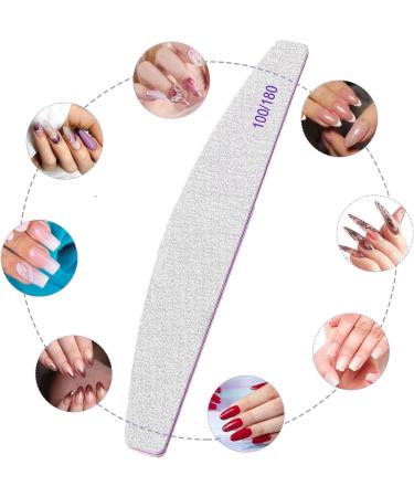 LATRAT 20 Pieces Nail Files 100/180 Professional Double-Sided Washable Nail Files Half Moon Bilateral Tools for Home and Salon Use Rubber Paper Glass White - Buy Online on GoSupps.com