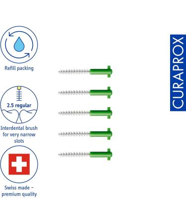 Curaprox Interdental Brushes CS 11 Regular - Green Refill Pack (5 Pieces) - 1.1mm Diameter 2.5mm Effectiveness | International Shipping Available - Buy Online on GoSupps.com