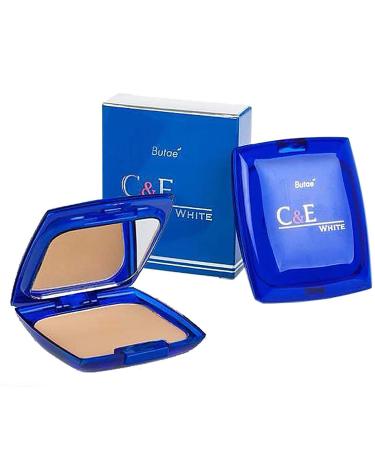 C & E White Oil Control Face Pressed Powder Foundation Compact  Covers Dark Spot & Wrinkle  Long Lasting  Natural Radiant Glowing Perfect Skin  Clean Matte Makeup No.2 Soft Honey 12 G./0.42 OZ