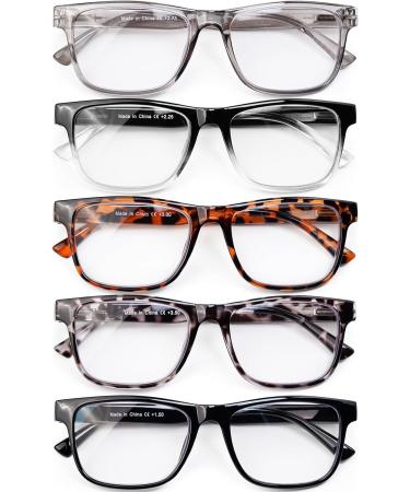 5 Pack Oversized Blue Light Blocking Reading Glasses for Men | Large Square Wide Readers | Best Eyewear for Big Heads & Large Faces | 2.0 Magnification - Buy Online on GoSupps.com
