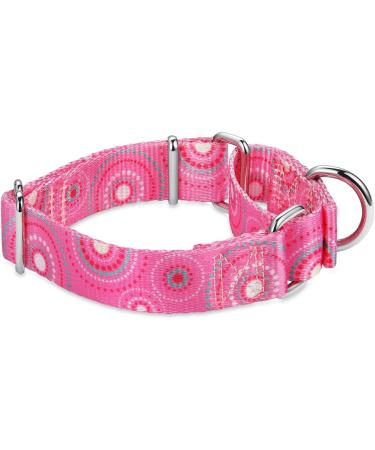 Adjustable Heavy-Duty Martingale Dog Collars - Soft Glitter Candy Pink for Large & Small Dogs (2.5cm Wide) - Buy Online on GoSupps.com