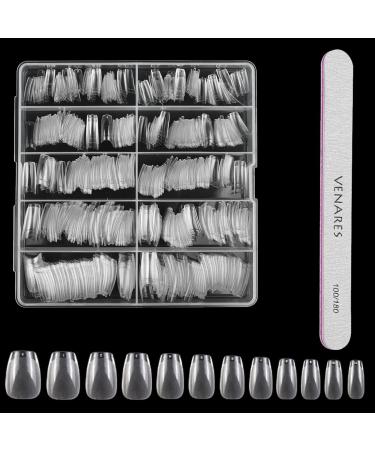Venares Extra Short Ballerina Soft Gel Tips for Gel Nails Starter Set 500 Pieces Full Cover Nail Tips Short 12 Sizes Artificial Nails for Sticking Short Coffin Nail Tips Short with Nail Glue