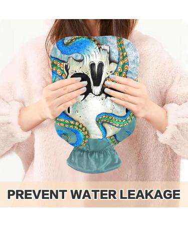 Naanle Ocean Octopus Skull Hot Water Bottle - 1L Transparent Heat Bottle with Cover for Bed Hand & Foot Warmer Pain Relief & Cold Therapy - Buy Online on GoSupps.com