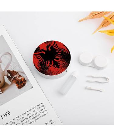 Albanian Flag Contact Lens Case Kit | Eye Care Holder with Mirror Tweezers & Solution Bottle - Perfect for Travel & Home - Buy Online on GoSupps.com