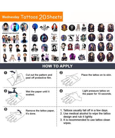 Wednesday Temporary Tattoos Stickers - 20 Sheet Tattoo Stickers for Kids Party Favors & Decorations - Buy Online on GoSupps.com