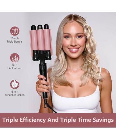 3 Barrel Curling Iron Wand - Janelove 1 Inch Ceramic Tourmaline Hair Waver with Dual Temperature Control - Fast Heating Portable Beach Curling Iron in Pink - Buy Online on GoSupps.com