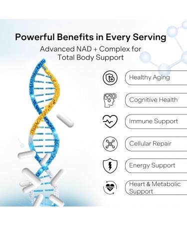 Liposomal NAD+ Supplement with Resveratrol - Nicotinamide Riboside 1000 Mg - NAD Supplements for Women & Men - NMN Supplement Alternative - Advanced NAD Resveratrol for Cellular Energy - 120 Capsules - Buy Online on GoSupps.com