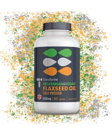 Transforme Flaxseed Oil 1000mg Capsules - Vegan Omega 3 6 9 Soft gels - 360 Count - Gluten Free - UK Made - Buy Online on GoSupps.com