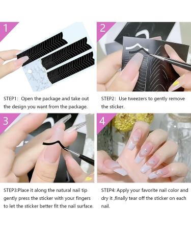 French Manicure Strips: 6 Sheets Black Self-Adhesive Nail Stickers - DIY Nail Art Stencils for Fingers and Toes - Buy Online on GoSupps.com