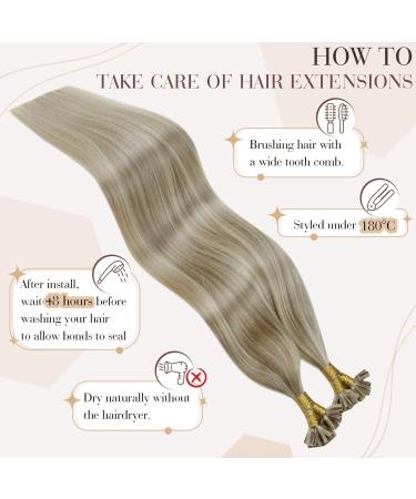 Hetto Real Hair Extensions - 50cm Ash Blonde Bonded Hair #17/23 - Smooth Highlights 50g 20 Inch - Buy Online on GoSupps.com