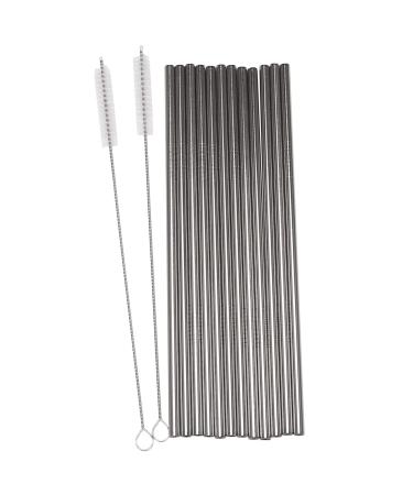 Pteanecay Set of 12 Stainless Steel Straws Reusable Metal Drinking Straws Straight Straws + 2 Cleaning Brushes