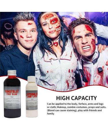  Capgoost Fake Blood 100ml Fake Blood Halloween Special Effect Makeup Washable Fake Blood Halloween Makeup Blood Paint for Zombie Vampire Injury - Buy Online on GoSupps.com