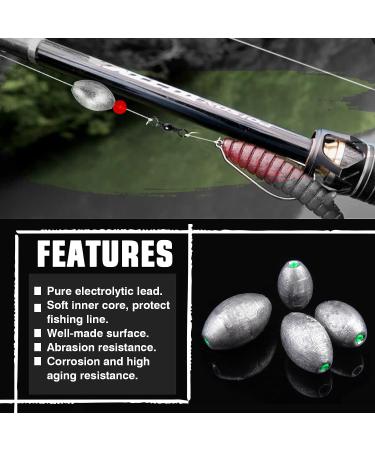 AMYSPORTS Egg Lead Fishing Weights Kit - Saltwater & Freshwater Bass Sinkers Set - Size 5 (1/2oz.) 15 pcs - Buy Online on GoSupps.com