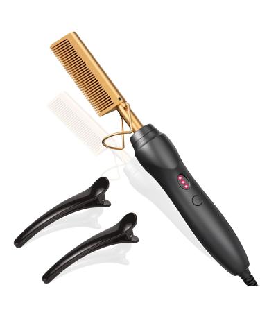 Hot Comb Hair Straightener Electric Folding Comb Electric Heat Pressing Combs Upgrade Multifunctional Copper Brush Straightener Dry and Wet Wig