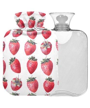 Naanle strawberry fruit heat bottle with reference transparent hot water bottle 2 l large warm-up bag for bed hand feet warmer pain relief heat and cold therapy