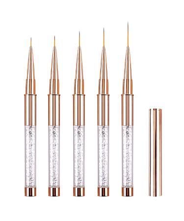 5PCS Nail Art Liner Brushes Long Set with Lid and Diamand Handle 7/9/11/15/20mm LEA-SHALL Fine Detail Painting Cap Pens Kit Thin Acrylic Line Brush Tools for DIY Professional Design Rose Gold 5PCS Rose Gold Liner Brushes - Buy Online on GoSupps.com