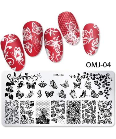 Fidgetfidget Christmas Nail Stamp Template - Christmas Tree & Butterfly Design Manicure Art Plate OM-J 06 | International Shipping Available - Buy Online on GoSupps.com