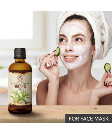 Pure Sesame Oil 100ml - Cold-Pressed & Refined - Natural Beauty & Massage Oil - Organic Sesameum Indicum from Mexico - Buy Online on GoSupps.com