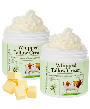 Beef Tallow for Skin Beef Tallow Grass Fed Beef Tallow Whipped Beef Tallow for Face Moisturizer for All Purpose Tallow Balm 2 packs natural
