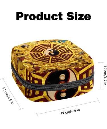Womens Bonds Storage Pockets Still Pad Halter - Goldener Dragon Yin Yang Portable Period Kit Bag for Girls | Stylish Feminine Product Bag - Buy Online on GoSupps.com
