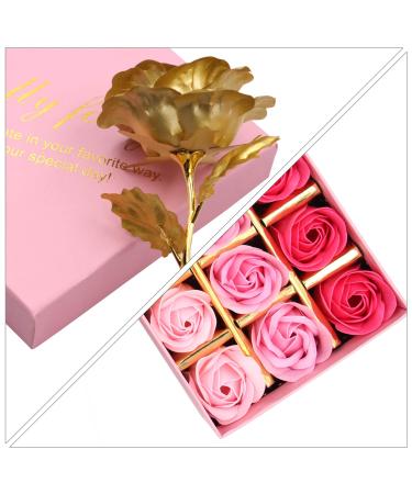 Rotumaty Floral Scented Bath Soap Rose Flower Petals Set - Perfect Gifts for Women, Girls, Mom - 12 PCS/Pink - Buy Online on GoSupps.com
