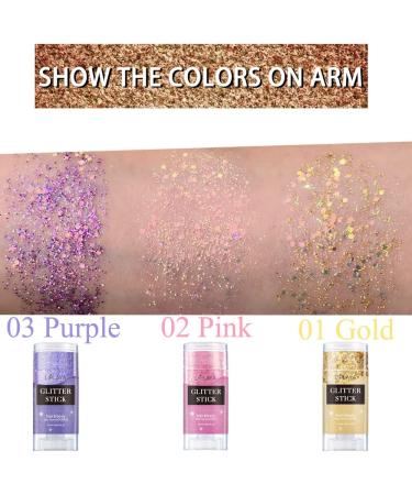 Yeweian Pink Glitter Stick for Face, Body, Lips, Eyes, Nails, and Hair - Holographic Makeup for Singer Concerts and Mardi Gras - Buy Online on GoSupps.com