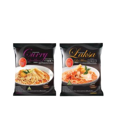 Prima Taste Singapore Laksa and Curry Flavour La Mian Instant Noodles Case of 12 HALAL by CNMART