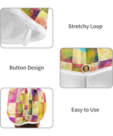 Colorful Checkerboard Hair Drying Towel - 2 Pack Microfiber Hair Turbans for Women | Ideal for Wet & Curly Hair - Buy Online on GoSupps.com