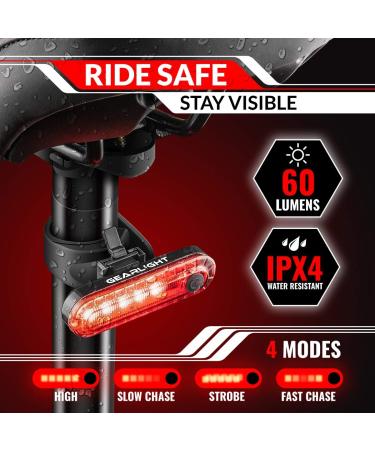 GearLight Rechargeable Bike Light Set S400 - Front and Back Lights for Night Riding - Bicycle Accessories for Kids, Road, Mountain Bikes - Buy Online on GoSupps.com